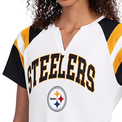 Women's Starter White Pittsburgh Steelers Game On Notch Neck T-Shirt