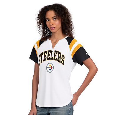 Women's Starter White Pittsburgh Steelers Game On Notch Neck T-Shirt