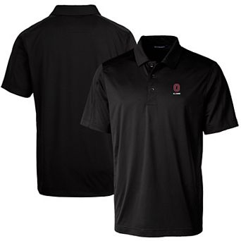 Men's Cutter & Buck Black Ohio State Buckeyes Alumni Logo Prospect Textured Stretch Polo
