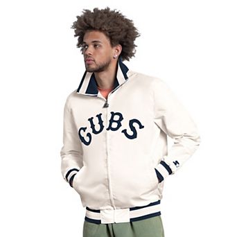 Men's Starter White Chicago Cubs The Captain Cooperstown Logo Full-Zip Varsity Jacket