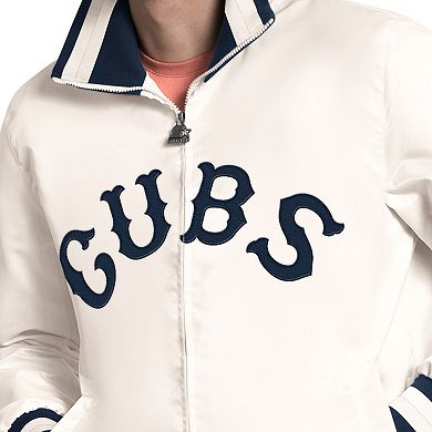 Men's Starter White Chicago Cubs The Captain Cooperstown Logo Full-Zip Varsity Jacket