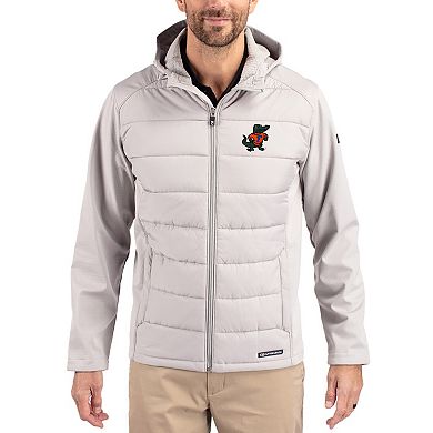 Men's Cutter & Buck Gray Florida Gators Evoke Hybrid Eco Softshell Recycled Full Zip Hooded Jacket