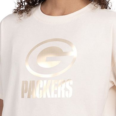 Women's Starter Cream Green Bay Packers Pastel Travel Boxy Cropped T-Shirt