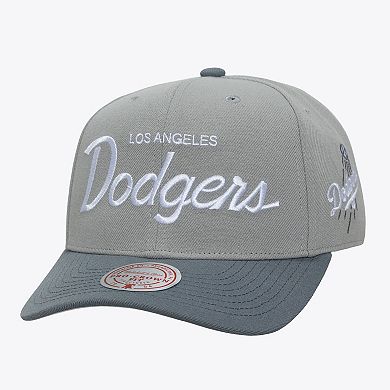Men's Mitchell & Ness Gray Los Angeles Dodgers Thunderstorm Head Coach Pro-Crown Adjustable Hat