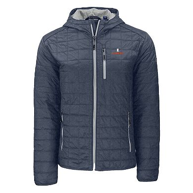 Men's Cutter & Buck Anthracite Illinois Fighting Illini Rainier Eco PrimaLoft Hooded Full-Zip Jacket