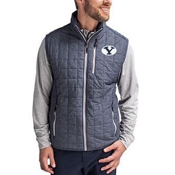 Men's Cutter & Buck Anthracite BYU Cougars Rainier Eco Insulated PrimaLoft Full-Zip Puffer Vest