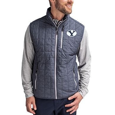 Men's Cutter & Buck Anthracite BYU Cougars Rainier Eco Insulated PrimaLoft Full-Zip Puffer Vest