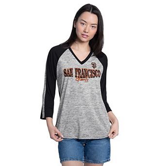 Women's G-III 4Her by Carl Banks Black/Grey San Francisco Giants Speed Training 3/4-Sleeve V-Neck T-Shirt