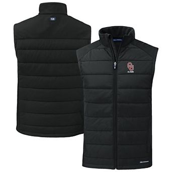 Men's Cutter & Buck Black Oklahoma Sooners Evoke Hybrid Eco Softshell Recycled Full-Zip Vest