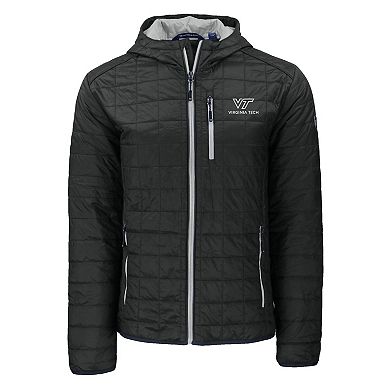 Men's Cutter & Buck Black Virginia Tech Hokies Rainier Eco PrimaLoft Hooded Full-Zip Jacket