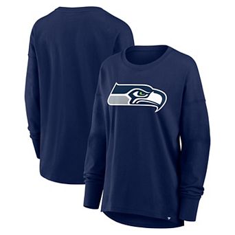 Women's Fanatics College Navy Seattle Seahawks Relaxed Hip Essential Long Sleeve T-Shirt