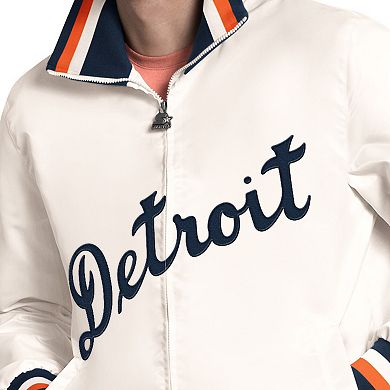 Men's Starter White Detroit Tigers The Captain Cooperstown Logo Full-Zip Varsity Jacket
