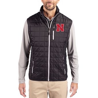 Men's Cutter & Buck Black Nebraska Huskers Rainier Eco Insulated PrimaLoft Full-Zip Puffer Vest