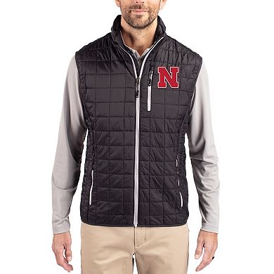 Men's Cutter & Buck Black Nebraska Huskers Rainier Eco Insulated PrimaLoft Full-Zip Puffer Vest