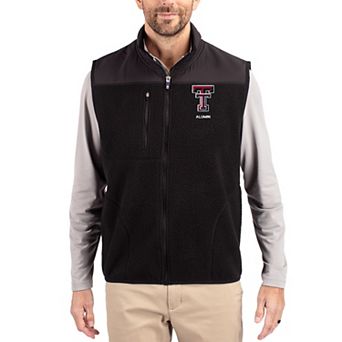 Men's Cutter & Buck Black Texas Tech Red Raiders Cascade Eco Fleece Full-Zip Vest