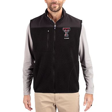 Men's Cutter & Buck Black Texas Tech Red Raiders Cascade Eco Fleece Full-Zip Vest