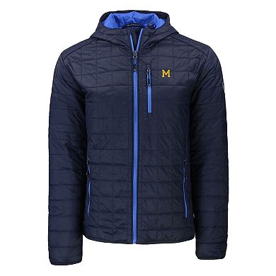 Men's Cutter & Buck Navy Michigan Wolverines Rainier Eco PrimaLoft Hooded Full-Zip Jacket