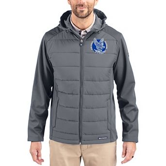 Men's Cutter & Buck Gray Air Force Falcons Evoke Hybrid Eco Softshell Recycled Full Zip Hooded Jacket