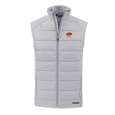 Men's Cutter & Buck Gray Oklahoma State Cowboys Evoke Hybrid Eco Softshell Recycled Full-Zip Vest
