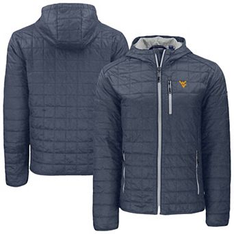 Men's Cutter & Buck Anthracite West Virginia Mountaineers Rainier Eco PrimaLoft Hooded Full-Zip Jacket