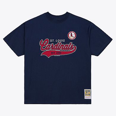 Men's Mitchell & Ness Navy St. Louis Cardinals Script Sweep Arch T-Shirt