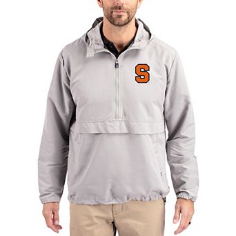 Men's Cutter & Buck Gray Syracuse Orange Charter Eco Recycled Half-Zip Anorak Jacket