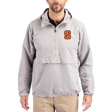 Men's Cutter & Buck Gray Syracuse Orange Charter Eco Recycled Half-Zip Anorak Jacket