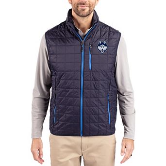Men's Cutter & Buck Navy UConn Huskies Rainier Eco Insulated PrimaLoft Full-Zip Puffer Vest