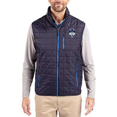 Men's Cutter & Buck Navy UConn Huskies Rainier Eco Insulated PrimaLoft Full-Zip Puffer Vest