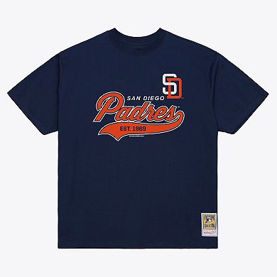 Men's Mitchell & Ness Navy San Diego Padres Script Sweep Arch T-Shirt