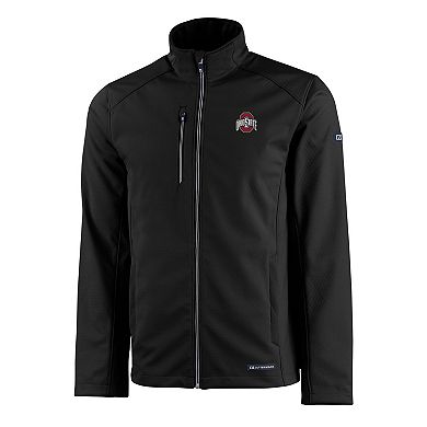 Men's Cutter & Buck Black Ohio State Buckeyes Evoke Eco Softshell Recycled Full-Zip Jacket