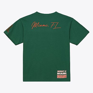 Men's Mitchell & Ness Green Miami Hurricanes Double Clutch Premium T-Shirt