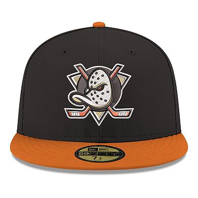 Men's New Era Black Anaheim Ducks Core Logo Two-Tone 59FIFTY Fitted Hat