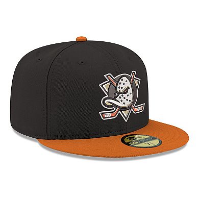 Men's New Era Black Anaheim Ducks Core Logo Two-Tone 59FIFTY Fitted Hat