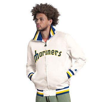 Men's Starter White Seattle Mariners The Captain Cooperstown Logo Full-Zip Varsity Jacket