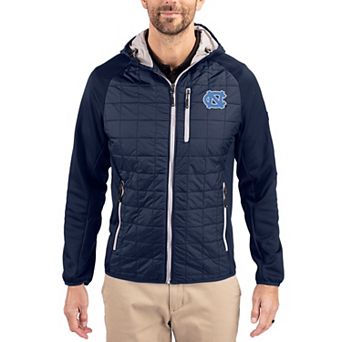 Men's Cutter & Buck Navy North Carolina Tar Heels Rainier Eco Hybrid PrimaLoft Raglan Full-Zip Jacket