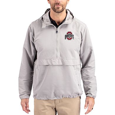 Men's Cutter & Buck Gray Ohio State Buckeyes Charter Eco Recycled Half-Zip Anorak Jacket