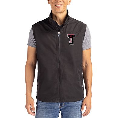 Men's Cutter & Buck Black Texas Tech Red Raiders Charter Eco Recycled Full-Zip Vest
