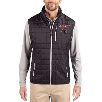 Men's Cutter & Buck Black Louisville Cardinals Rainier Eco Insulated PrimaLoft Full-Zip Puffer Vest