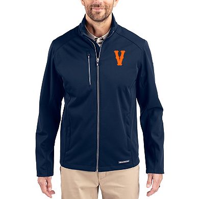 Men's Cutter & Buck Navy Virginia Cavaliers Evoke Eco Softshell Recycled Full-Zip Jacket