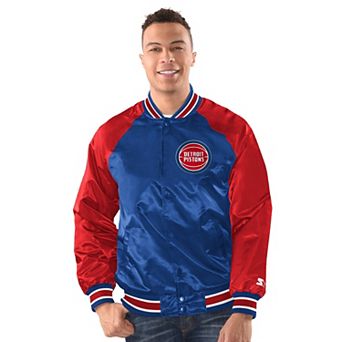 Men's Starter Blue/Red Detroit Pistons Inductee Full-Snap Varsity Jacket