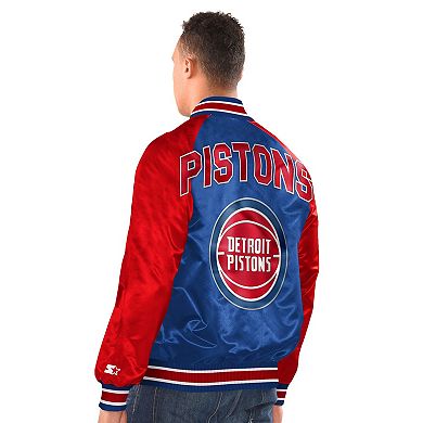 Men's Starter Blue/Red Detroit Pistons Inductee Full-Snap Varsity Jacket