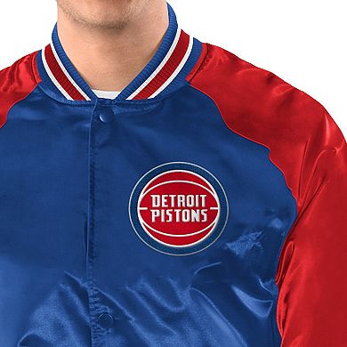 Men's Starter Blue/Red Detroit Pistons Inductee Full-Snap Varsity Jacket