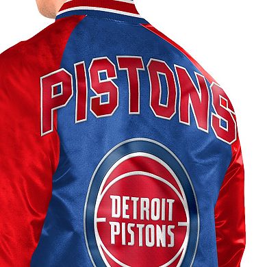 Men's Starter Blue/Red Detroit Pistons Inductee Full-Snap Varsity Jacket