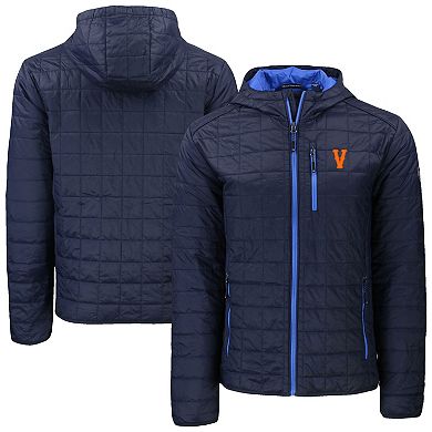 Men's Cutter & Buck Navy Virginia Cavaliers Rainier Eco PrimaLoft Hooded Full-Zip Jacket
