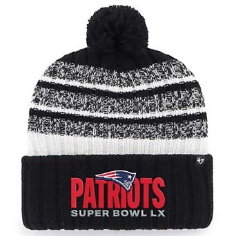 Men's '47 Black New England Patriots Super Bowl LX Tavern Cuffed Knit Hat with Pom