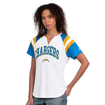 Women's Starter White Los Angeles Chargers Game On Notch Neck T-Shirt