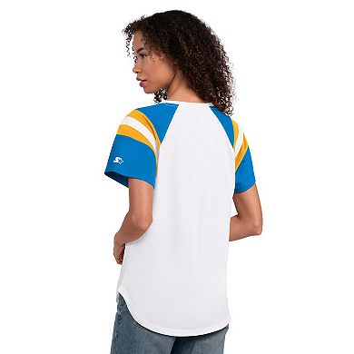 Women's Starter White Los Angeles Chargers Game On Notch Neck T-Shirt