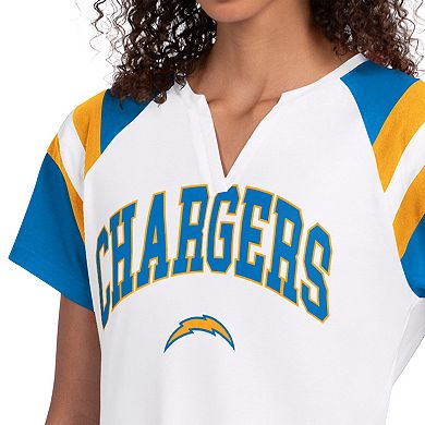 Women's Starter White Los Angeles Chargers Game On Notch Neck T-Shirt
