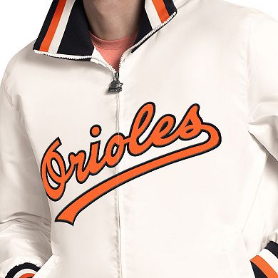 Men's Starter White Baltimore Orioles The Captain Cooperstown Logo Full-Zip Varsity Jacket